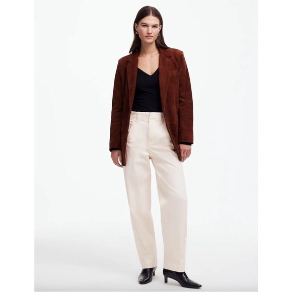 Madewell Tapered Denim Trousers Vintage Ivory Relaxed High Waist US 23 NWT - Picture 10 of 14